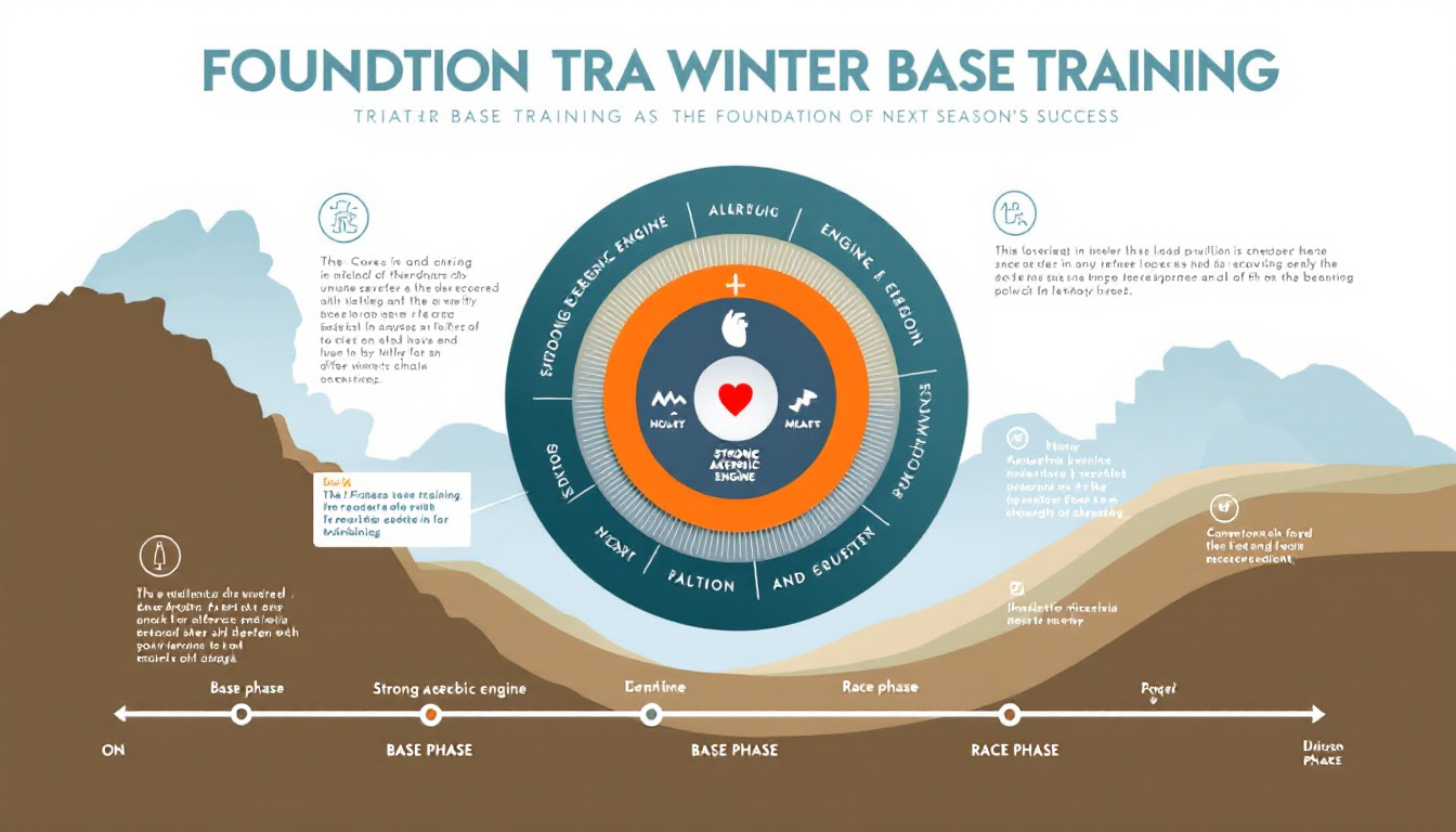 트라이애슬론 겨울 베이스 트레이닝의 중요성을 설명하는 계층 구조 인포그래픽
