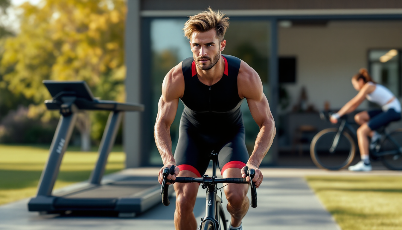 러닝, 사이클, 트라이애슬론 종목별 맞춤 훈련 환경을 보여주는 실사 장면