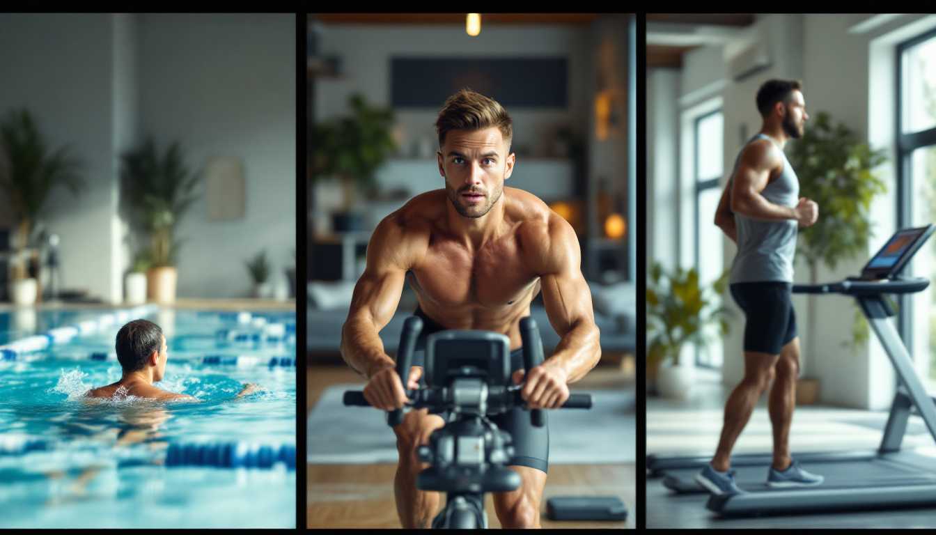 12주 겨울 베이스 트레이닝 계획을 따르는 다양한 인종의 트라이애슬릿 실전 훈련 모습