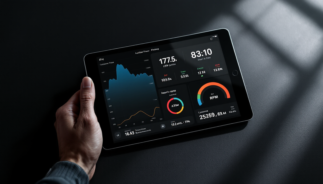 실내 사이클 훈련 강도 지표와 목표 설정을 위한 데이터 화면