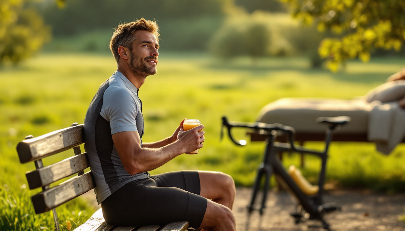 과학적인 휴식 전략을 보여주는 사이클리스트 회복 이미지