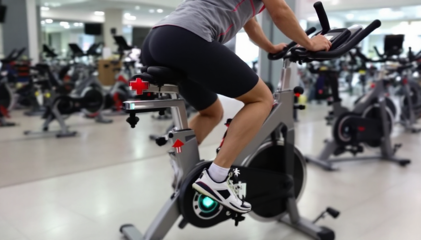 스핀바이크의 올바른 자세 세팅을 보여주는 이미지