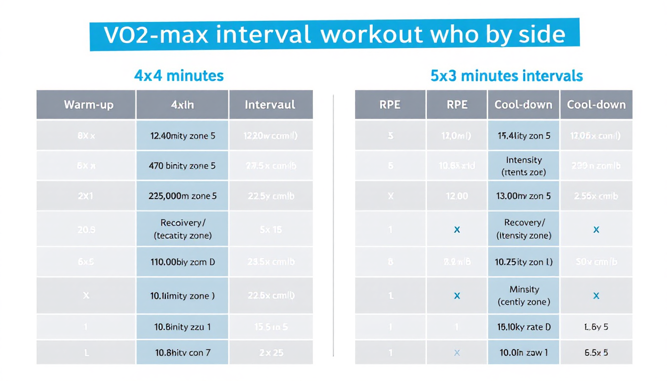 4x4분과 5x3분 인터벌 프로토콜을 비교하는 깔끔한 인포그래픽
